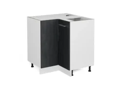 Vicco Eckunterschrank R-Line Schwarz Beton/Weiß 76 cm ohne Arbeitsplatte Beton Anthrazit