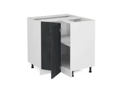 Vicco Eckunterschrank R-Line Schwarz Beton/Weiß 76 cm ohne Arbeitsplatte Beton Anthrazit
