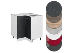 Vicco Eckunterschrank R-Line Schwarz Beton/Weiß 76 cm ohne Arbeitsplatte Beton Anthrazit