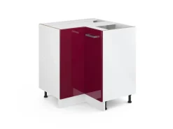 Best Vicco Eckunterschrank R-Line Bordeaux Hochglanz/Weiß 76 cm ohne Arbeitsplatte Bordeaux-Glanz