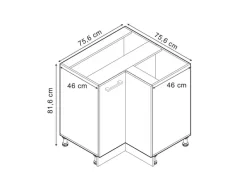 Best Vicco Eckunterschrank R-Line Bordeaux Hochglanz/Weiß 76 cm ohne Arbeitsplatte Bordeaux-Glanz