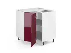 Best Vicco Eckunterschrank R-Line Bordeaux Hochglanz/Weiß 76 cm ohne Arbeitsplatte Bordeaux-Glanz