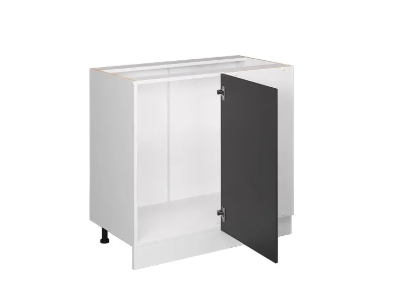 Clearance Vicco Eckunterschrank R-Line Anthrazit Landhaus/Weiß 86 cm ohne Arbeitsplatte Anthrazitgrau
