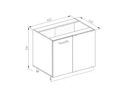 Vicco Eckunterschrank R-Line Küchen Eckschrank Grau/Weiß 86 cm ohne Arbeitsplatte< Küchenschränke