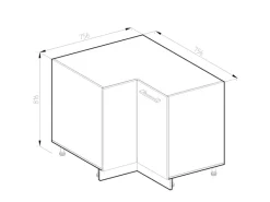 Küchenschränke<Vicco Eckunterschrank R-Line Anthrazit Landhaus/Weiß 76 cm ohne Arbeitsplatte