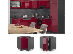 Outlet Vicco Eckunterschrank R-Line Bordeaux Hochglanz/Anthrazit 76 cm ohne Arbeitsplatte Bordeaux-Glanz