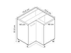 Outlet Vicco Eckunterschrank R-Line Bordeaux Hochglanz/Anthrazit 76 cm ohne Arbeitsplatte Bordeaux-Glanz