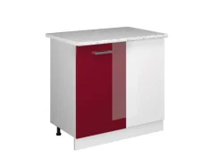 Vicco Eckunterschrank R-Line Bordeaux Hochglanz/Weiß 86 cm AP Marmor< Küchenschränke