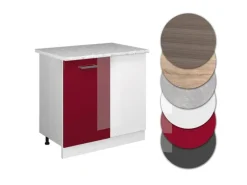 Vicco Eckunterschrank R-Line Bordeaux Hochglanz/Weiß 86 cm AP Marmor< Küchenschränke