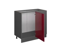 Discount Vicco Eckunterschrank R-Line Bordeaux Hochglanz/Anthrazit 86 cm ohne Arbeitsplatte Bordeaux-Glanz