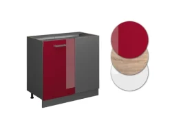 Discount Vicco Eckunterschrank R-Line Bordeaux Hochglanz/Anthrazit 86 cm ohne Arbeitsplatte Bordeaux-Glanz