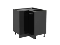 Küchenschränke<Vicco Eckunterschrank R-Line Schwarz Hochglanz/Anthrazit 76 cm ohne Arbeitsplatte