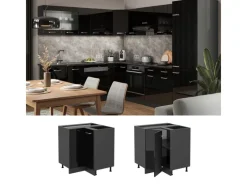 Küchenschränke<Vicco Eckunterschrank R-Line Schwarz Hochglanz/Anthrazit 76 cm ohne Arbeitsplatte