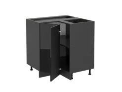 Küchenschränke<Vicco Eckunterschrank R-Line Schwarz Hochglanz/Anthrazit 76 cm ohne Arbeitsplatte