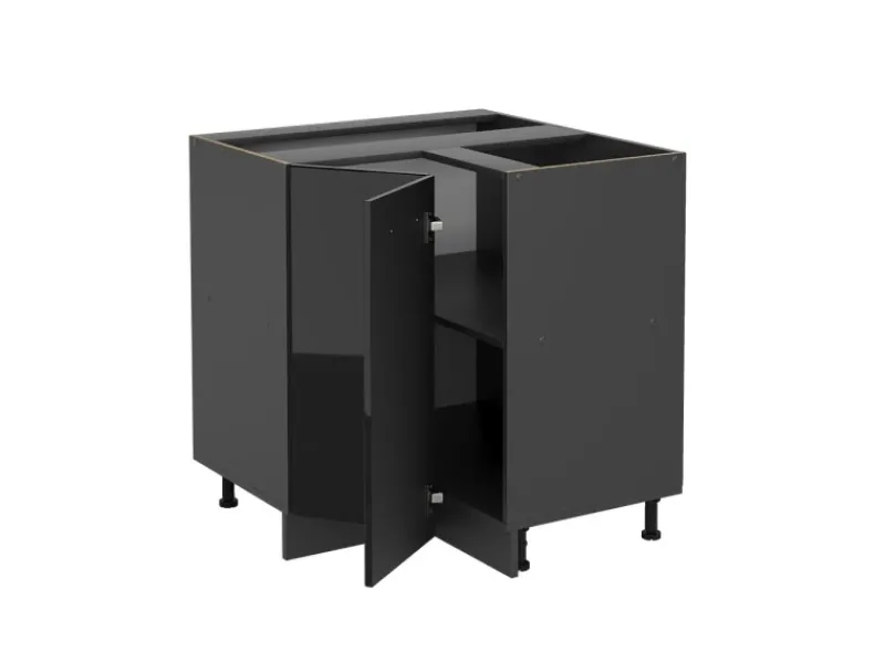 Küchenschränke<Vicco Eckunterschrank R-Line Schwarz Hochglanz/Anthrazit 76 cm ohne Arbeitsplatte