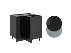 Küchenschränke<Vicco Eckunterschrank R-Line Schwarz Hochglanz/Anthrazit 76 cm ohne Arbeitsplatte