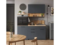 Single-Küchen<Vicco Egbert Küchenzeile 160 cm mit Ausziehbarem Tisch mit LED-LeistenEgbert ohne E-Geräte