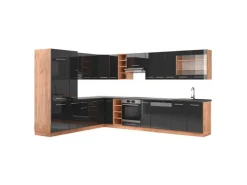 Sale Vicco Fame-Line Eckküche /Goldkraft Eiche 347 x 257 cm AP Anthrazit ohne E-Geräte Anthrazit Hochglanz