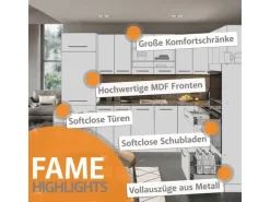 Winkelküchen<Vicco Fame-Line Eckküche Anthrazit Landhaus/Goldkraft Eiche 160 x 190 cm AP Marmor ohne E-Geräte