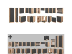 Outlet Vicco Fame-Line Eckküche Anthrazit Landhaus/Goldkraft Eiche 347 x 257 cm AP Anthrazit ohne E-Geräte Anthrazit Struktur
