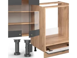 Winkelküchen|Einbauküchen<Vicco Fame-Line Eckküche Anthrazit Landhaus/Goldkraft Eiche 347 x 257 cm ohne Arbeitsplatte ohne E-Geräte