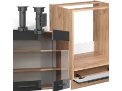 Clearance Vicco Fame-Line Eckküche /Goldkraft Eiche 160 x 190 cm AP Marmor ohne E-Geräte Anthrazit Hochglanz