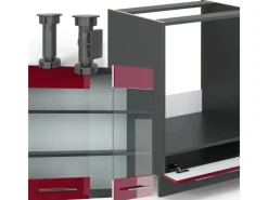 Winkelküchen<Vicco Fame-Line Eckküche Bordeaux Hochglanz/Anthrazit 227 x 60 cm ohne Arbeitsplatte ohne E-Geräte