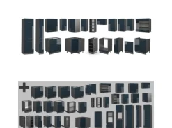 New Vicco Fame-Line Eckküche Hochglanz/Anthrazit 257 x 60 cm ohne Arbeitsplatte ohne E-Geräte Dunkelblau
