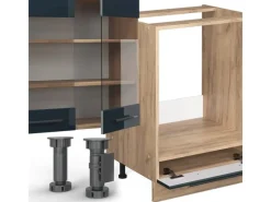 Winkelküchen|Einbauküchen<Vicco Fame-Line Eckküche Hochglanz/Goldkraft Eiche 257 x 60 cm AP Eiche ohne E-Geräte