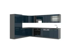 Vicco Fame-Line Eckküche Hochglanz/Anthrazit 257 x 60 cm AP Anthrazit ohne E-Geräte< Winkelküchen
