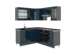 Vicco Fame-Line Eckküche Hochglanz/Anthrazit 160 x 190 cm AP Anthrazit ohne E-Geräte< Winkelküchen
