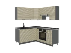 Vicco Fame-Line Eckküche Eiche Paneel/Anthrazit 160 x 190 cm AP Anthrazit ohne E-Geräte Brauhaus Eiche
