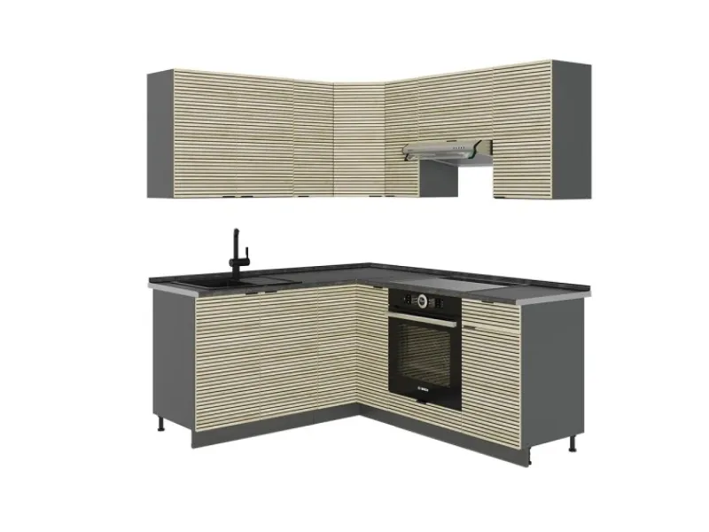 Vicco Fame-Line Eckküche Eiche Paneel/Anthrazit 160 x 190 cm AP Anthrazit ohne E-Geräte Brauhaus Eiche