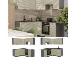 Vicco Fame-Line Eckküche Eiche Paneel/Anthrazit 160 x 190 cm AP Anthrazit ohne E-Geräte Brauhaus Eiche