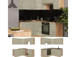 Hot Vicco Fame-Line Eckküche Eiche Paneel/Goldkraft Eiche 160 x 190 cm AP Eiche ohne E-Geräte Berghütten Eiche