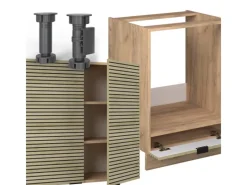 Hot Vicco Fame-Line Eckküche Eiche Paneel/Goldkraft Eiche 160 x 190 cm AP Eiche ohne E-Geräte Berghütten Eiche