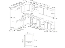 Vicco Fame-Line Eckküche Eiche Paneel/Anthrazit 347 x 257 cm AP Eiche ohne E-Geräte< Winkelküchen