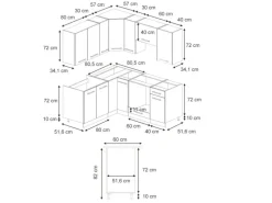 Vicco Fame-Line Eckküche Eiche Paneel/Anthrazit 160 x 190 cm AP Marmor ohne E-Geräte< Winkelküchen