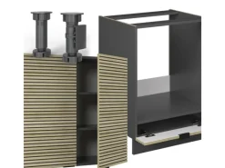 Vicco Fame-Line Eckküche Eiche Paneel/Anthrazit 160 x 190 cm AP Marmor ohne E-Geräte< Winkelküchen