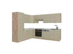 Winkelküchen<Vicco Fame-Line Eckküche Eiche Paneel/Goldkraft Eiche 227 x 60 cm ohne Arbeitsplatte ohne E-Geräte