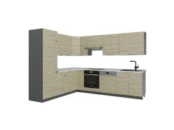 Vicco Fame-Line Eckküche Eiche Paneel/Anthrazit 227 x 58.1 cm ohne Arbeitsplatte ohne E-Geräte< Winkelküchen