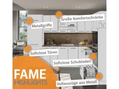 Winkelküchen<Vicco Fame-Line Eckküche Goldkraft Eiche/Anthrazit 160 x 60 cm ohne Arbeitsplatte ohne E-Geräte