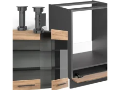 Winkelküchen<Vicco Fame-Line Eckküche Goldkraft Eiche/Anthrazit 160 x 60 cm ohne Arbeitsplatte ohne E-Geräte