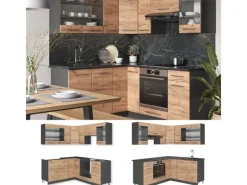 New Vicco Fame-Line Eckküche Goldkraft Eiche/Anthrazit 160 x 190 cm AP Eiche ohne E-Geräte Anthrazit-Eiche