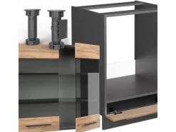 Vicco Fame-Line Eckküche Goldkraft Eiche/Anthrazit 160 x 190 cm AP Anthrazit ohne E-Geräte< Winkelküchen|Einbauküchen