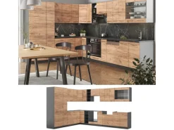 Winkelküchen<Vicco Fame-Line Eckküche Goldkraft Eiche/Anthrazit 347 x 257 cm AP Marmor ohne E-Geräte