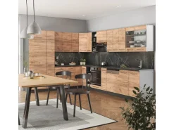 Winkelküchen<Vicco Fame-Line Eckküche Goldkraft Eiche/Anthrazit 347 x 257 cm AP Marmor ohne E-Geräte