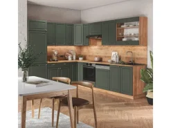 Winkelküchen<Vicco Fame-Line Eckküche -Gold Landhaus/Goldkraft Eiche 227 x 60 cm ohne Arbeitsplatte ohne E-Geräte