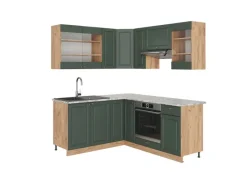 Vicco Fame-Line Eckküche -Gold Landhaus/Goldkraft Eiche 160 x 190 cm AP Marmor ohne E-Geräte< Winkelküchen