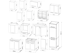 Winkelküchen<Vicco Fame-Line Eckküche -Gold Landhaus/Anthrazit 227 x 287 cm AP Marmor ohne E-Geräte